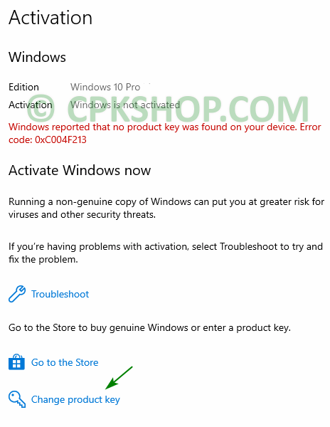 change product key - Using a legal product key to activate Windows 10